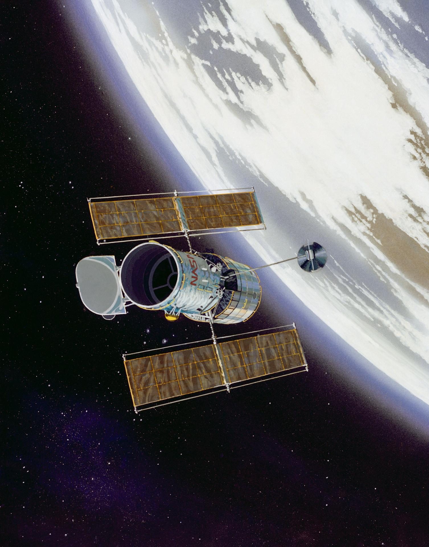 Artist's concept of the Hubble Space Telescope orbiting Earth