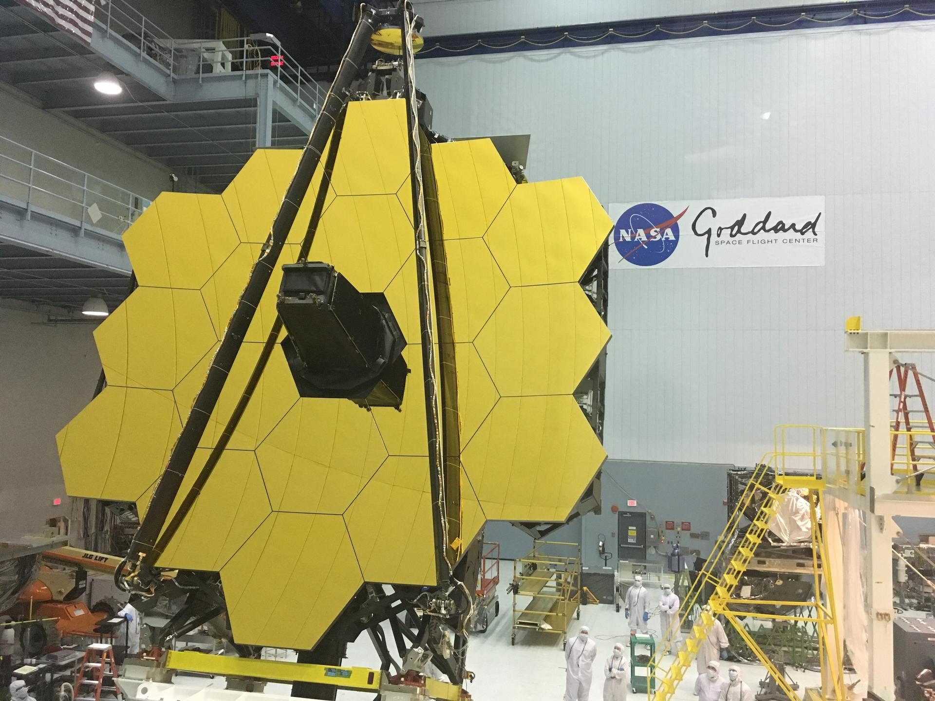 JWST's 6.5-meter gold-coated primary mirror at NASA Goddard