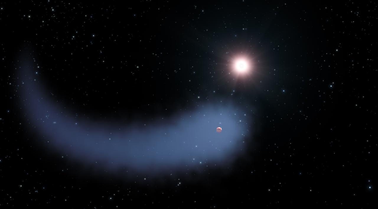 一颗正在流失大气的亚海王星级系外行星艺术想象图